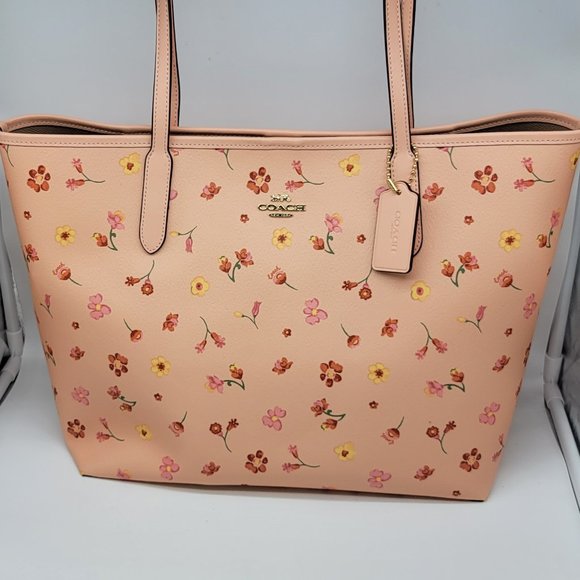 Coach Mystical Floral Print City Tote C8743 Faded Blush Multi - Picture 1 of 8